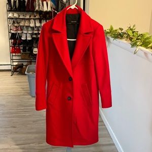 Long Red pea coat